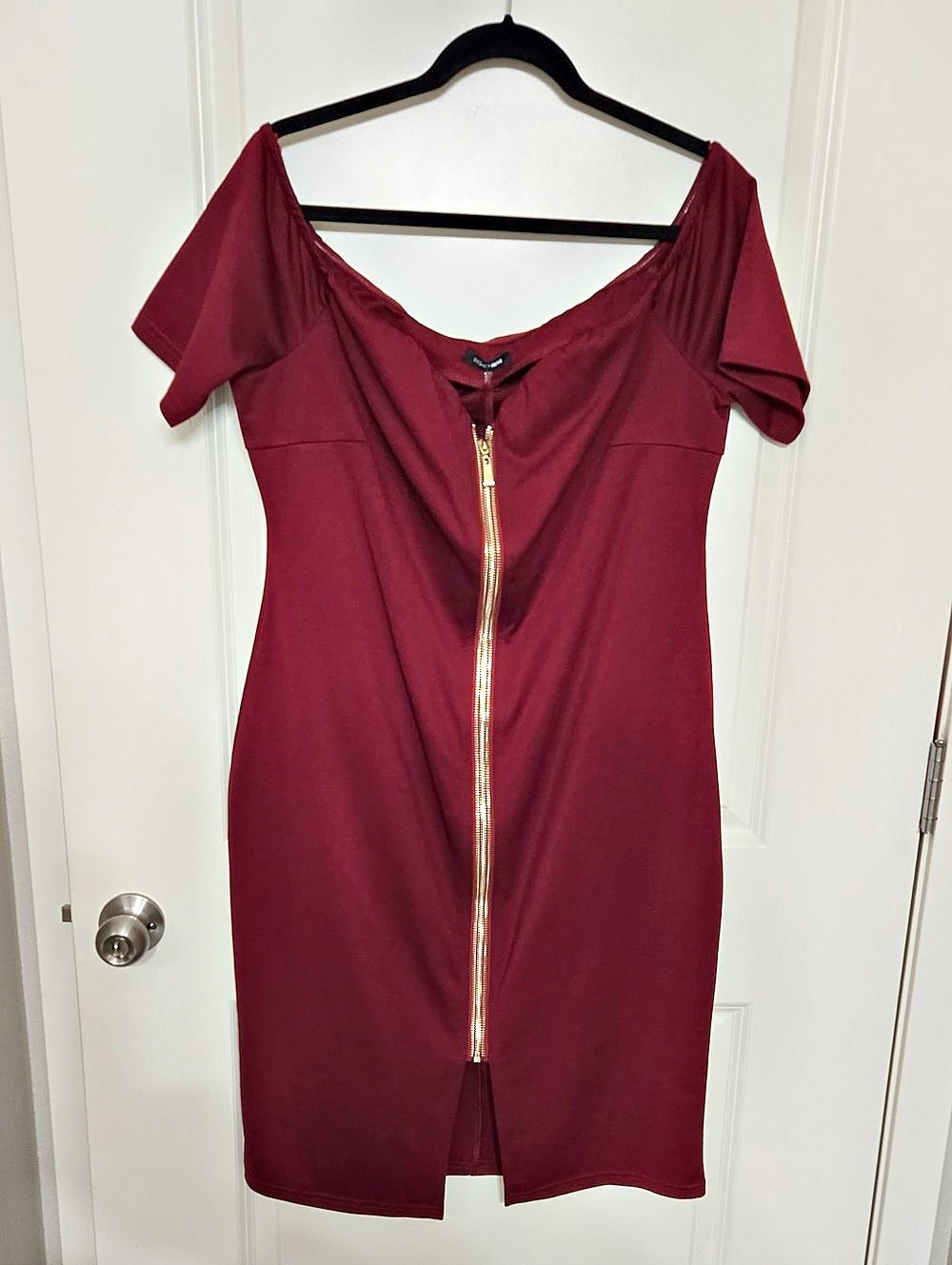 Fashion Nova Robyn Zipper Dress Burgundy Mini Dress Size 2X NWT
